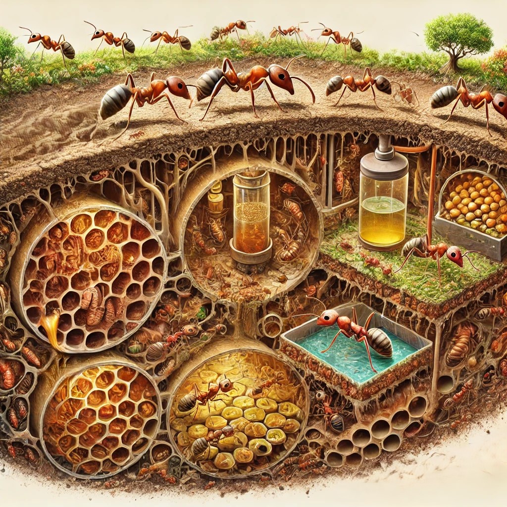 the food collection and distribution system in ants