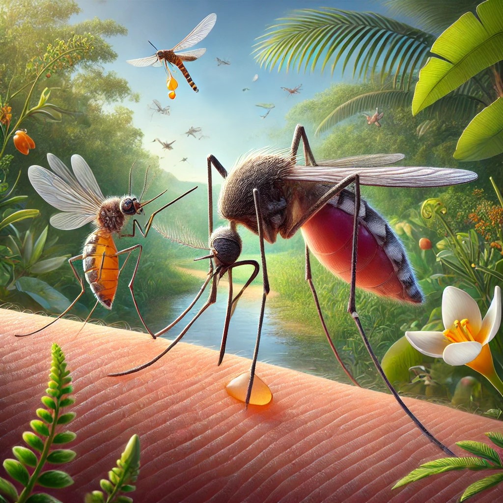 Showcases a female mosquito usi