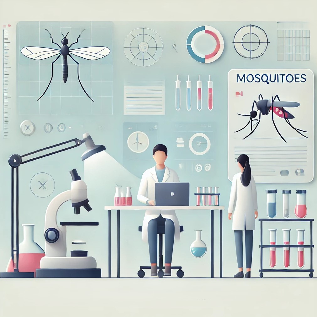 mosquitoes in a laboratory, exploring the future