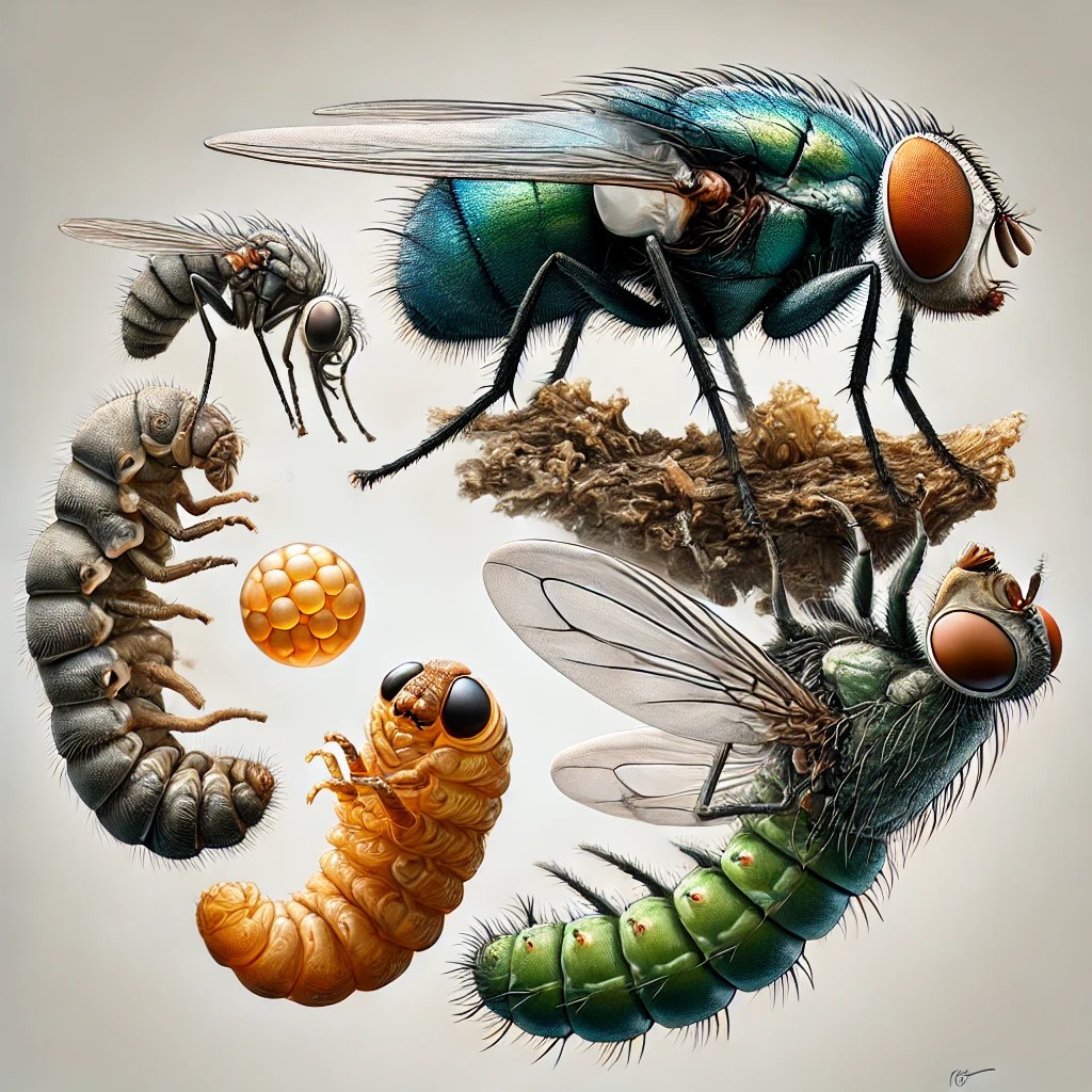 flies four main stages_ egg, larva