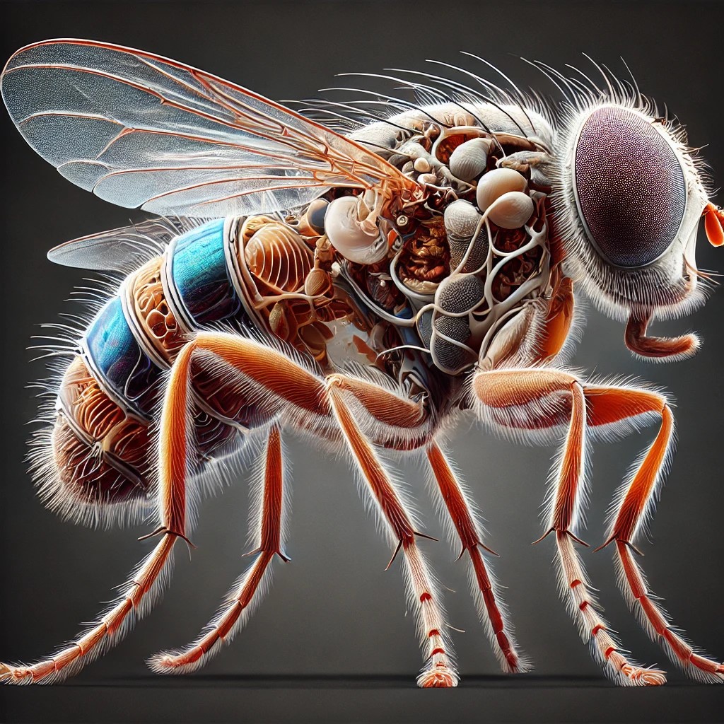fly's body, including its segmented he